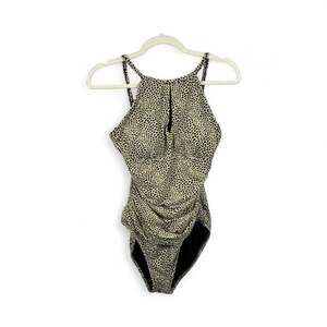 Ellen Tracy Womens Spotted High Neck One Piece Swimsuit Size 8